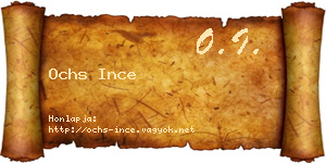 Ochs Ince névjegykártya